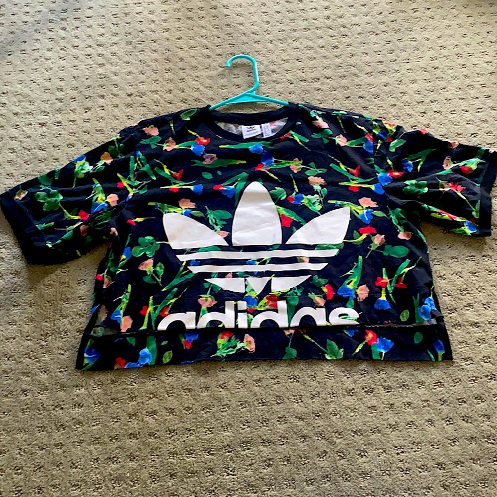 Adidas cropped floral shirt